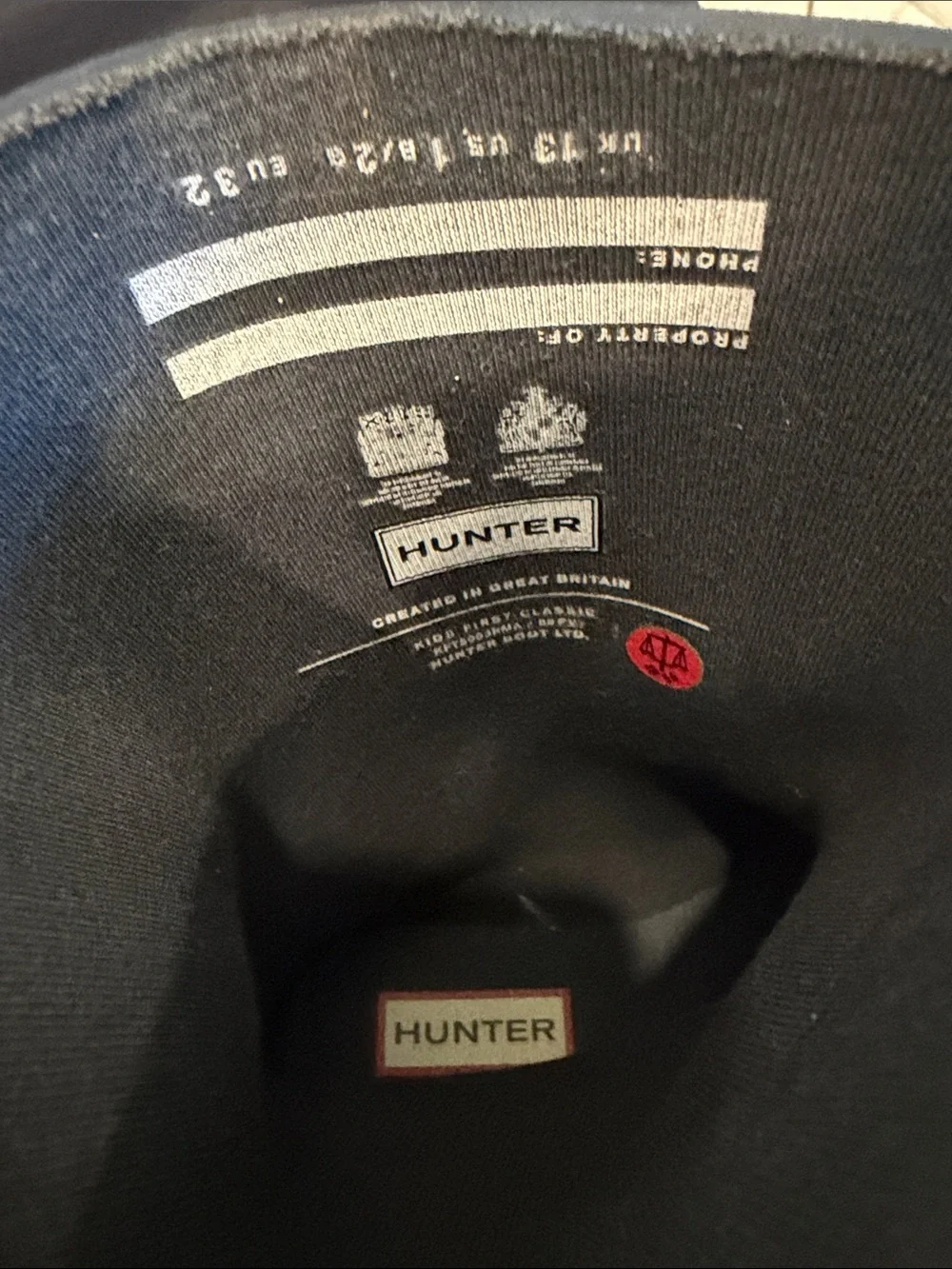 Hunter Black Rubber Mid-Calf Rain Boots with Red Logo Trim